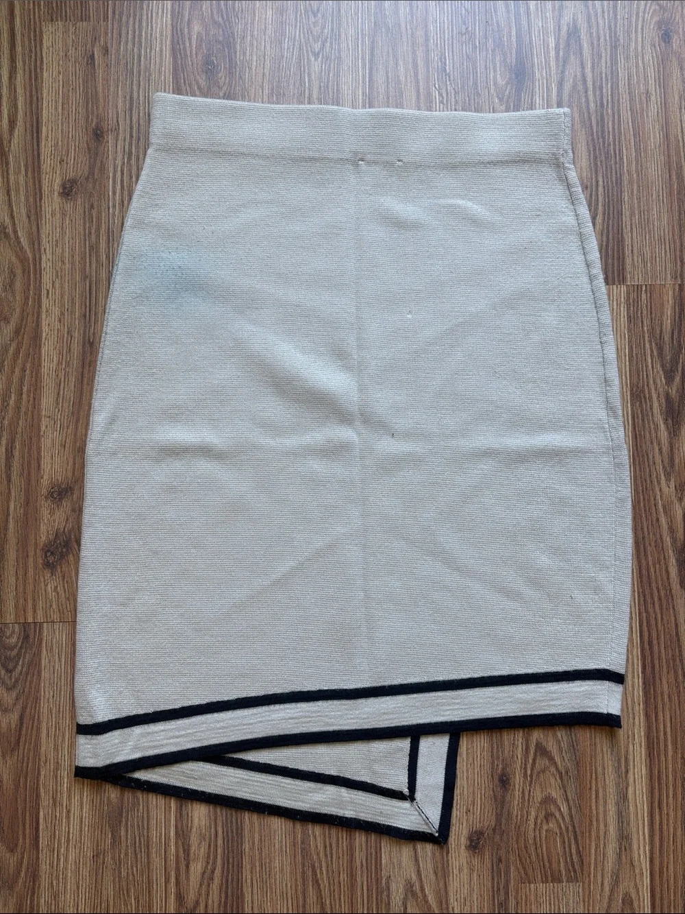 J.Crew Collection Knit Asymmetric Pencil Skirt with Navy Trim